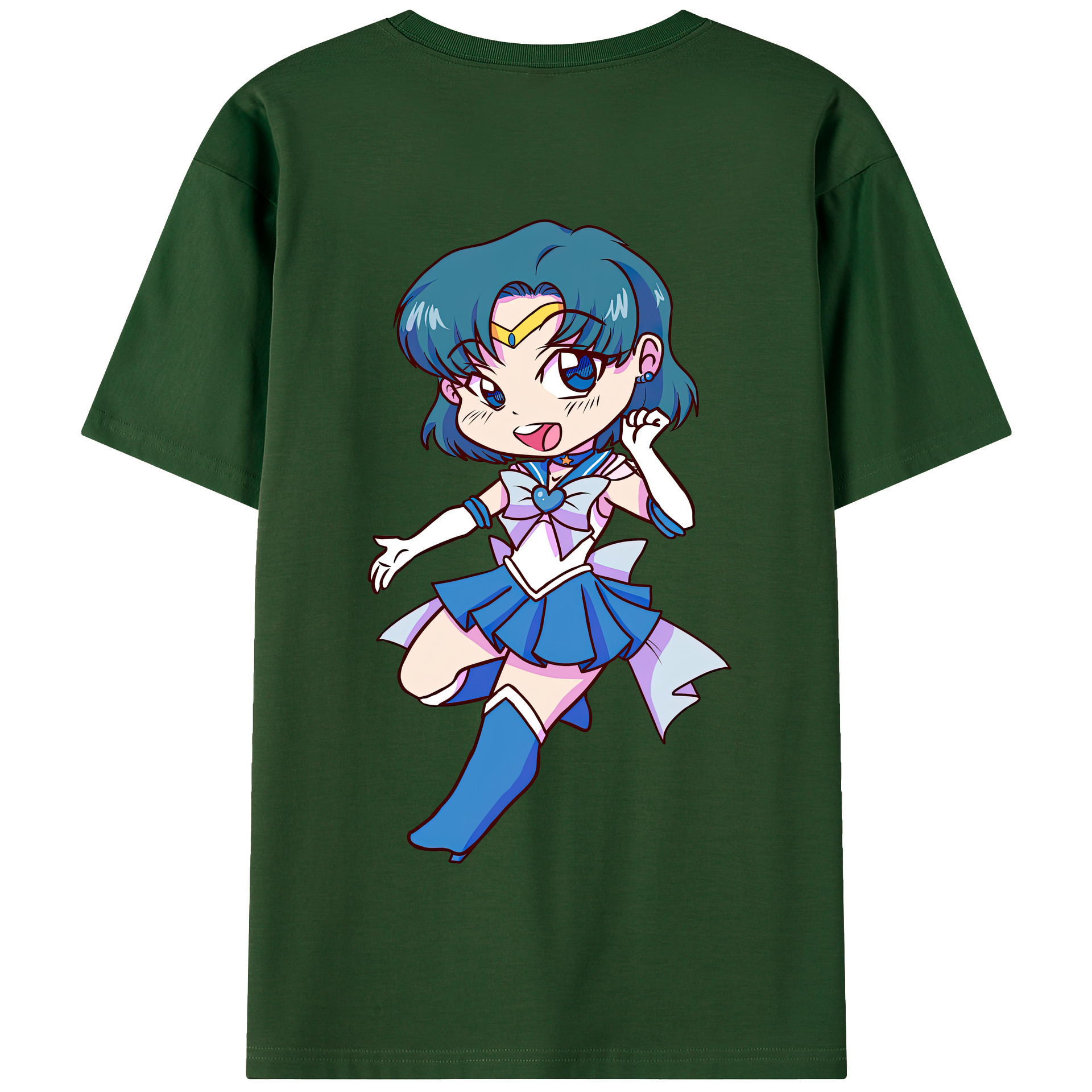 （画像用） 美少女戦士セーラームーン 水野 亜美 みずの あみ Sailor Moon Mizuno Ami 綿100％半袖Tシャツ（背面プリント）